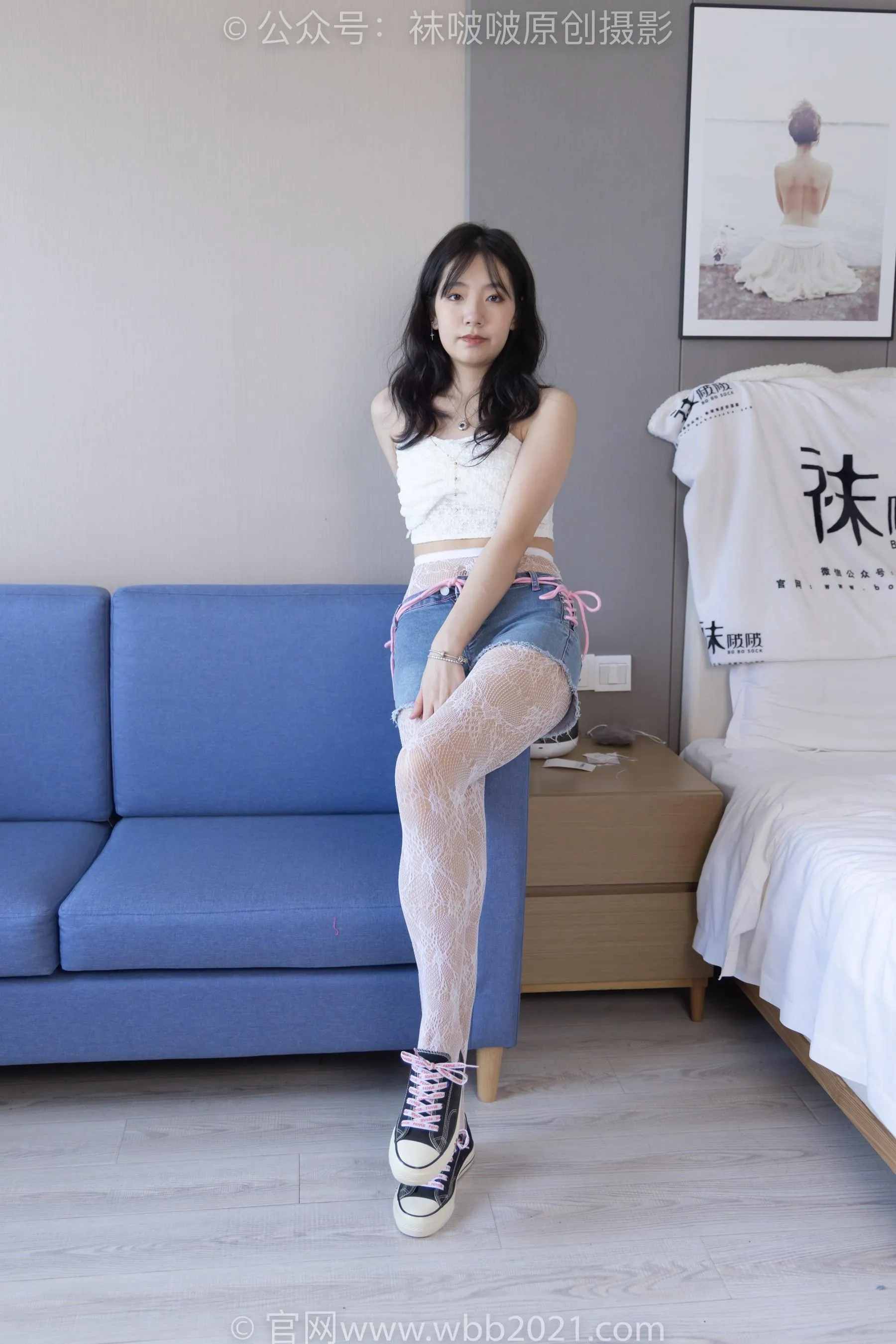 [BoBoSocks袜啵啵]NO.231 小甜豆-板鞋、白色蕾丝袜、可拆卸牛仔裤、裤里丝 [67P]插图9